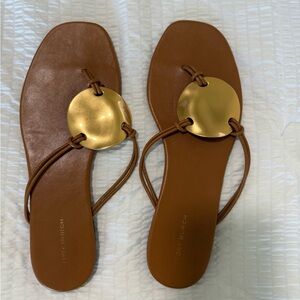 Tory Burch Brown Sandals with Gold Accent